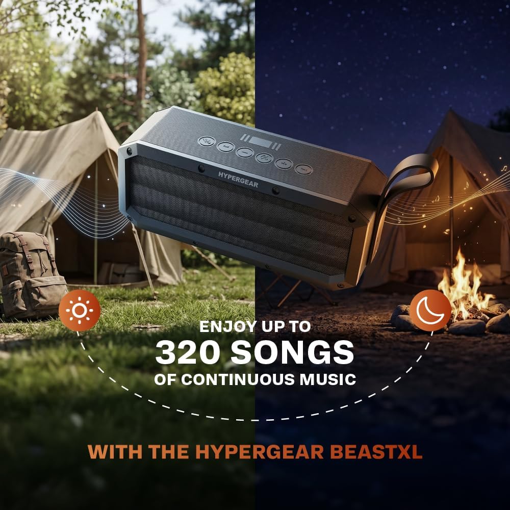 HyperGear BeastXL Bluetooth Speaker - 30W IPX6 Portable Speaker Bluetooth, Linkable Blue Tooth Speakers Outdoor & Indoor Water Resistant Loud Bass Wireless Speakers, Built-in Mic