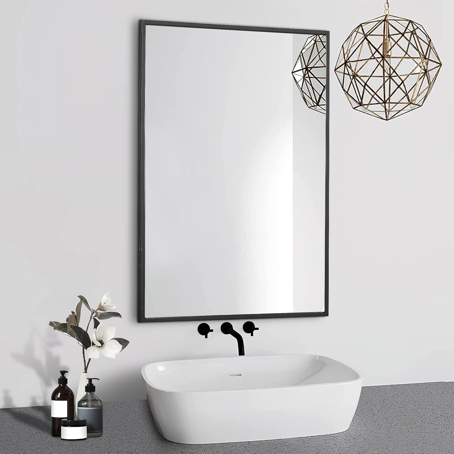 Amazon.com: Arcus Home 24 x 36 inch Black Bathroom Mirror for Wall ...