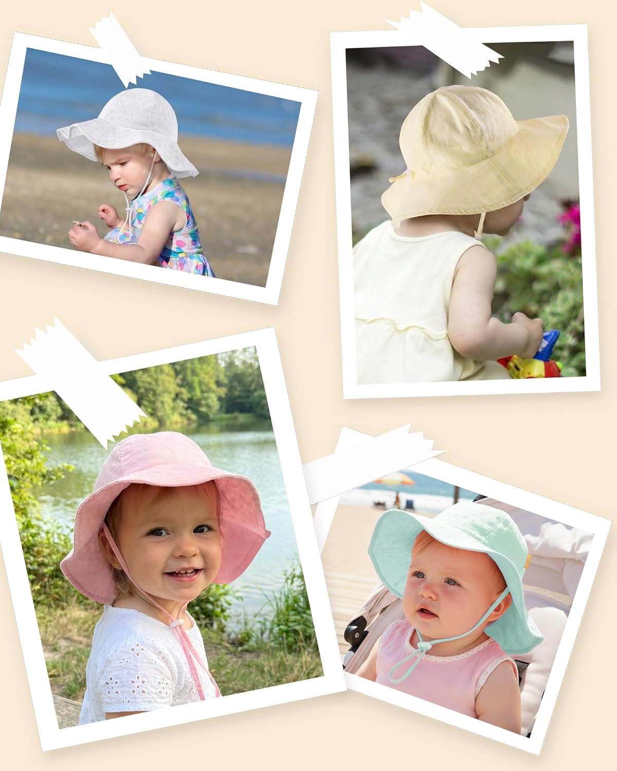 HONGTEYA Baby Sun Hat Toddler Girls Wide Brim Infant Beach Outdoor Summer Hat Sun Protection UPF 50+ - Image 6