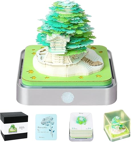 Miniatura 108 de RSLIPIN 3D Memo Pad Time Piece Calendar 2026,3D Calendar Memo Pad DIY Notes Notepad Paper Craft Art Romantic Tree House,2026 3D Desk Calendar With