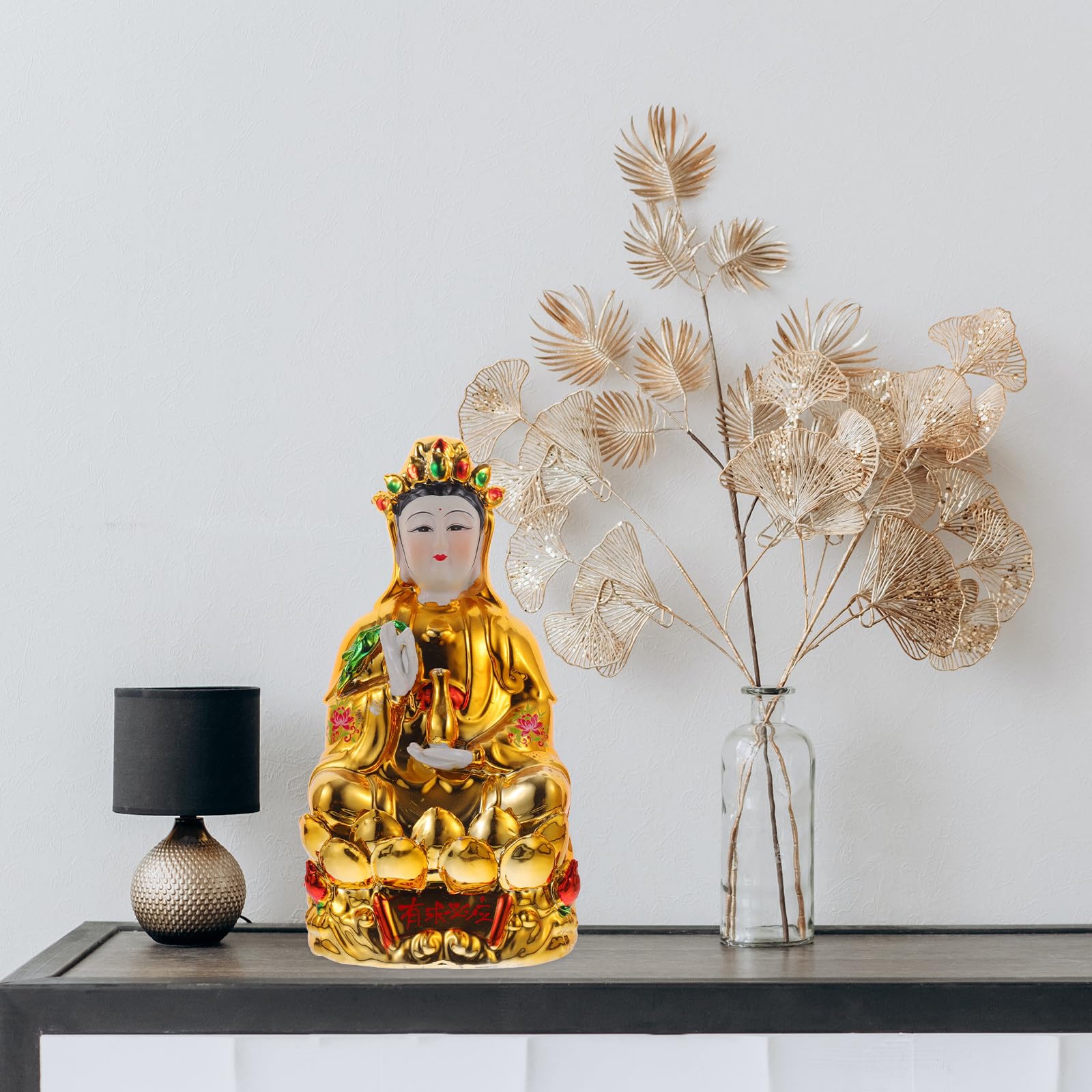 Cerámica Dorada Estatua de Avalokiteshvara, Adorno Chino
