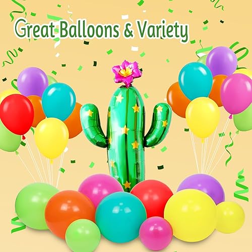 Miniatura 4 de Kit de guirnalda de globos de fiesta mexicana de 176 piezas con globos de aluminio amarillo, rosa intenso, verde lima, verde, naranja, morado, verde