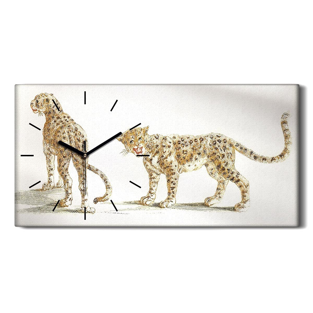 Horloge sur toile pour chambre 60x30cm motif chats léopards Coloray
