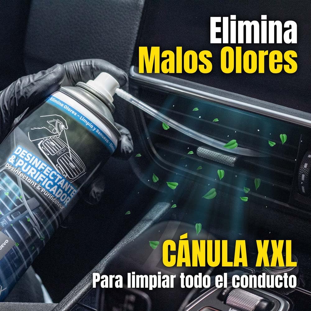 Spray Limpiador Purificador Conductos Aire Acondicionado Coches - Ambientador Aroma Coche Nuevo - Restaura Frescor, Tratamiento con Fragancia Agradable Olor