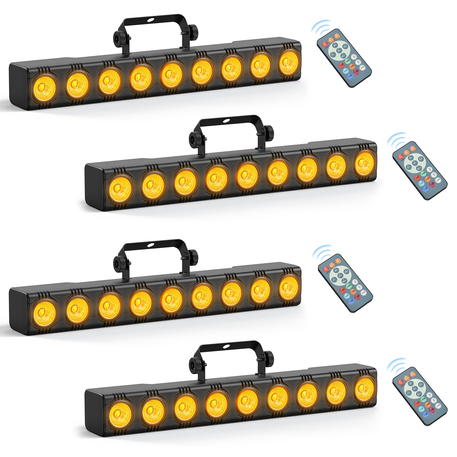 4 Pièce LED RGBW Wallwasher,Lampe de Scène,9 x 6W Lumière Disco avec dmx Contrôle et télécommande,Barre Lumineuse LED Pour Mariage,DJ,Discothèque,Extérieur,Noël,Halloween,Fête,Effets