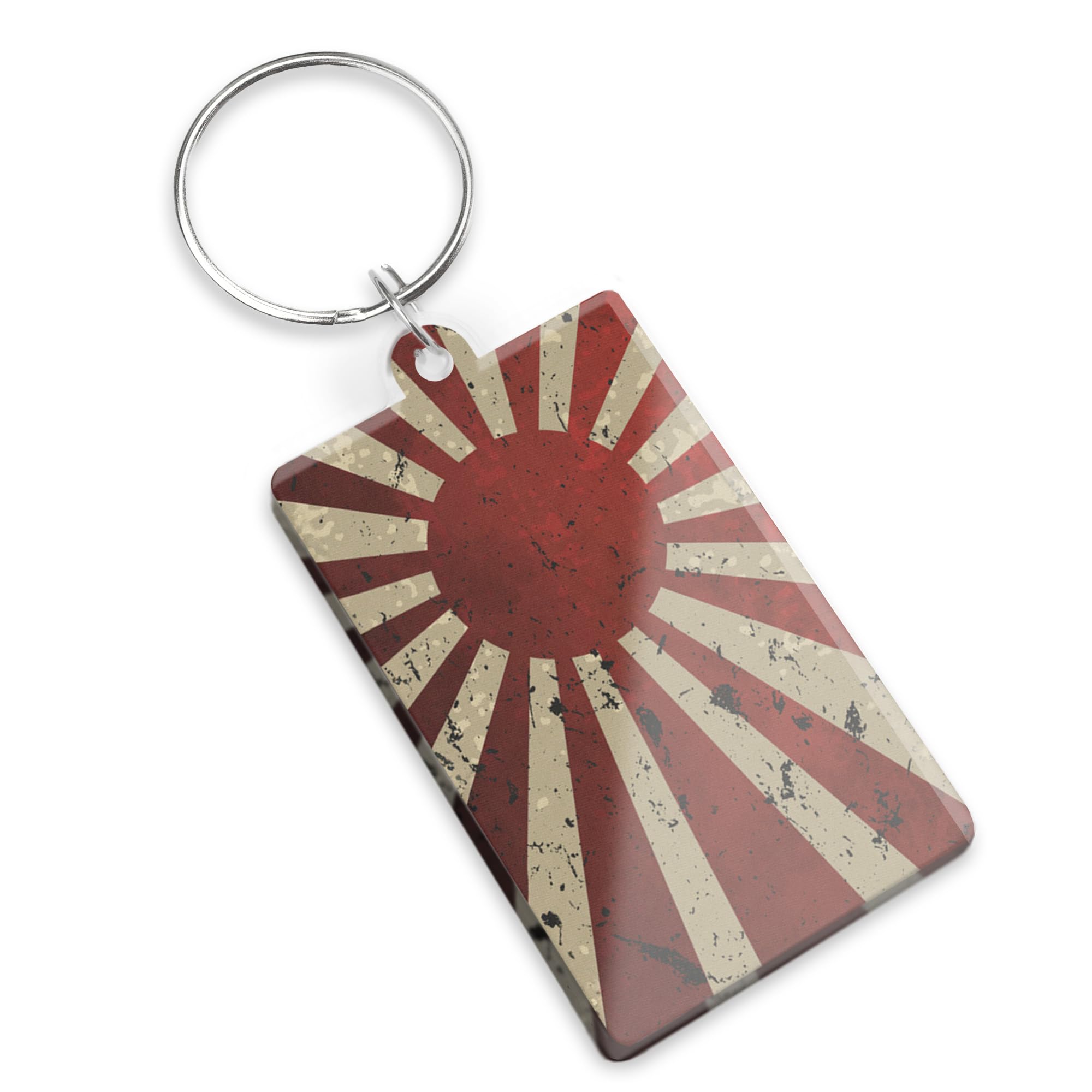 A1 Graphics Ltd Japanese Rising Sun Keyring – Japan Flag Acrylic Keychain, Retro Sunburst Keyring, Gift for Japan Lovers