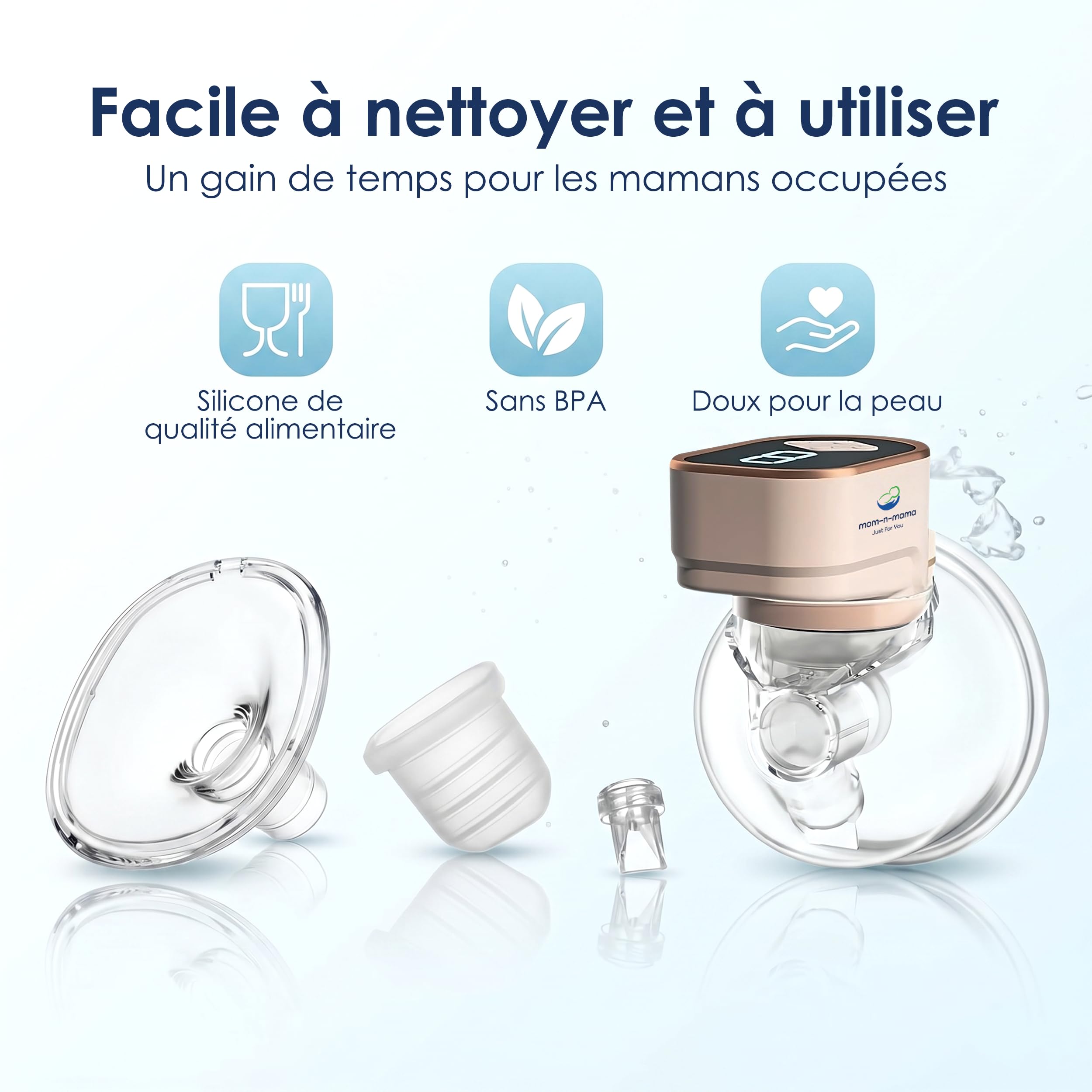 Tire-lait Électrique Main Libre, Tire-lait Portable arret automatique, Pompe Électrique Sans Fil, 3 Modes 9 Niveaux d’Aspiration, capacité 240 ml, silencien 40 db (beige, 2 Pièces)