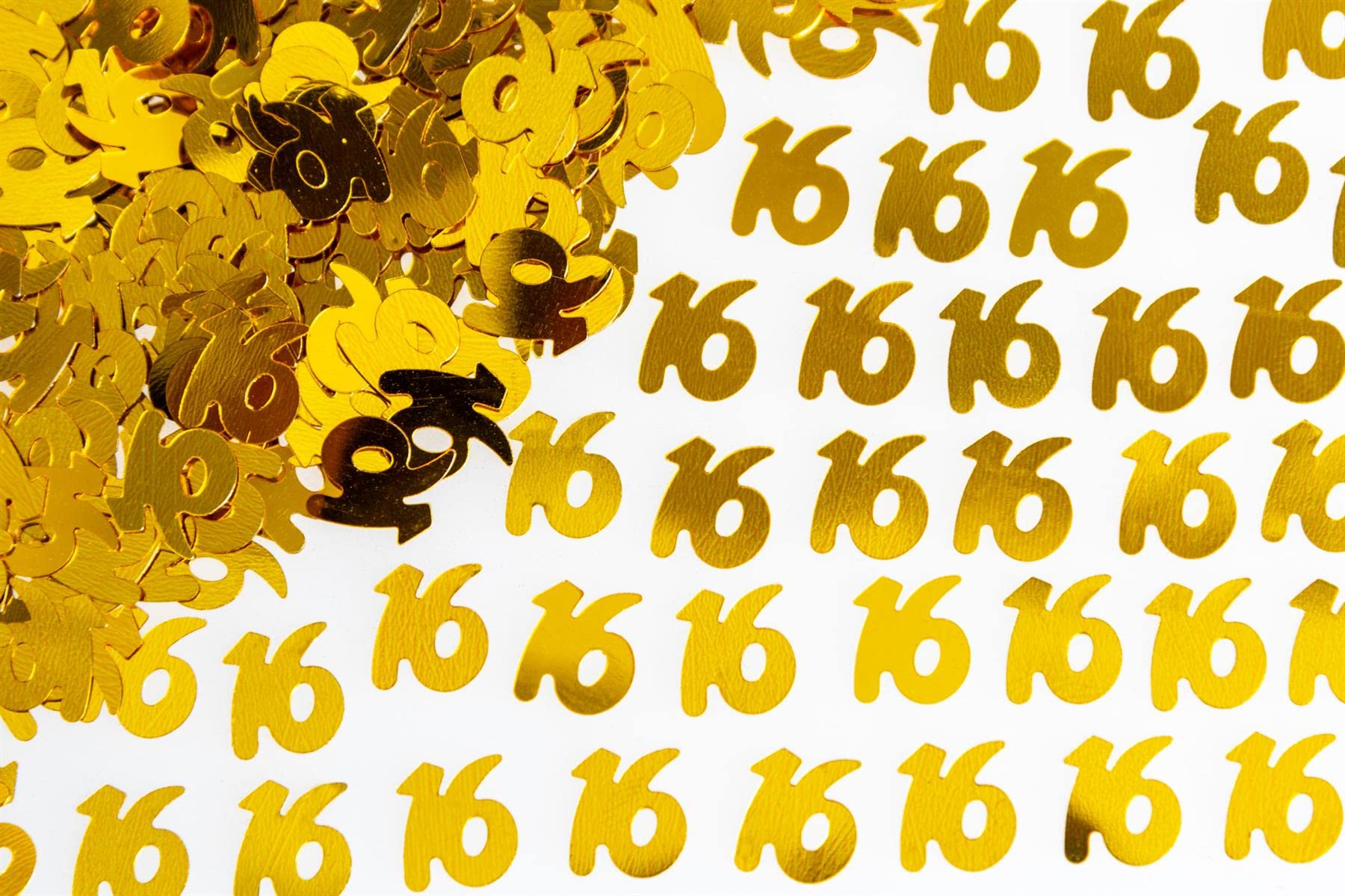 SHATCHI 14g Gold 16th Birthday Confetti Foil Metallic Glitz Table Scatter Sprinkles Age Bday Party Decorations, 12mm