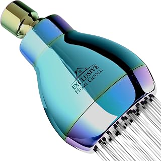 High Pressure Shower Head - Powerful Deluxe Bathroom Showerhead with Strong Spray Stream and Small Silicone Nozzles - Universal Fit Works with High and Low Water Flow Showers (2.5 GPM, Polish Rainbow)