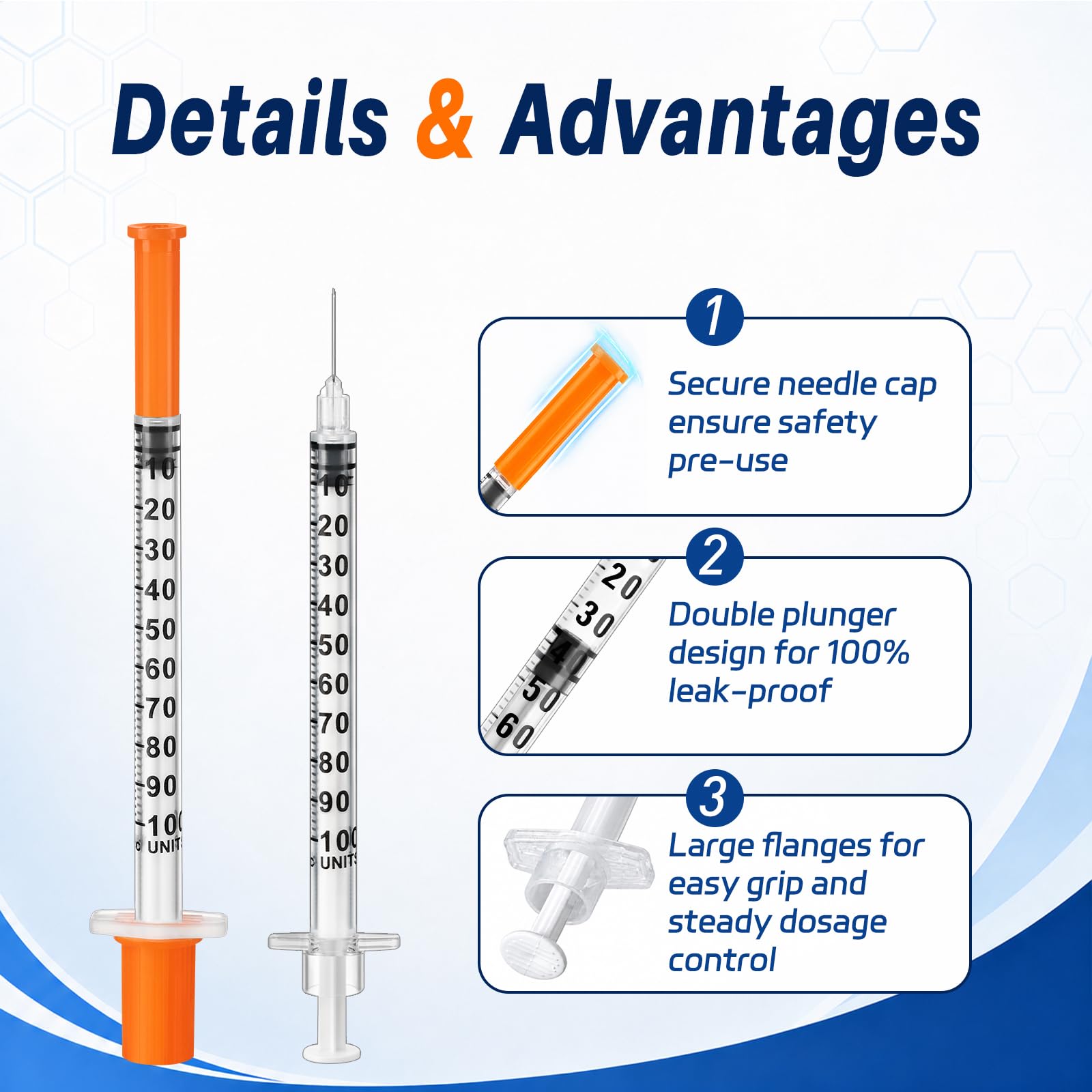 1ML 30G 1/2"(13mm) Individually Wrapped Disposable Syringes 100 Pack Lab Supplies Dispensing Scientific Supplies(1CC 30G 1/2"-100PACK) — Amazon image 6