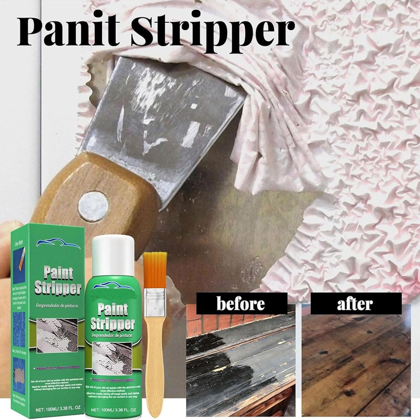 Rimuovi Vernice Per Metalli - Spray Sverniciatore 100ml - Detergente Multiuso per Auto Legno Vetro Macchinari e Metallo