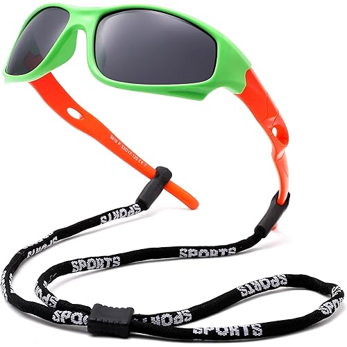 Pro Acme Kids Sunglasses for Boys Girls, Polarized Sports Youth Sunglasses with Strap for Kids Ages 3-12