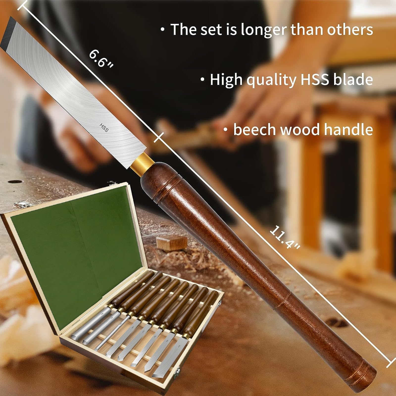 Gubias Para Torno De Madera, 8 Piezas Herramientas Para Tornear Madera, Cinceles Para Madera Para Tallar Madera Principiantes Con Caja De Almacenamiento