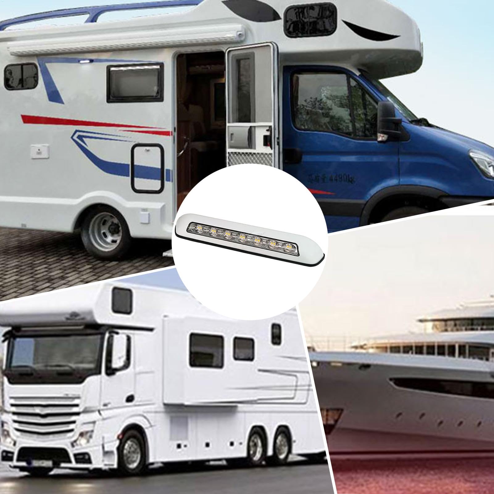 Luz LED para porche de RV, luces exteriores para RV - Focos impermeables para vehículos recreativos - Luz LED de repuesto para uso exterior, accesorios para vehículos recreativos para autocaravanas y