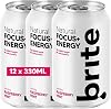 Brite Natural Focus. Energy Drink & Coffee Alternative for Productivity. Plant Based, Backed by Neuroscience. Low Calorie, Vegan, Gluten Free. Raspberry Mint 12 x 330 ml.