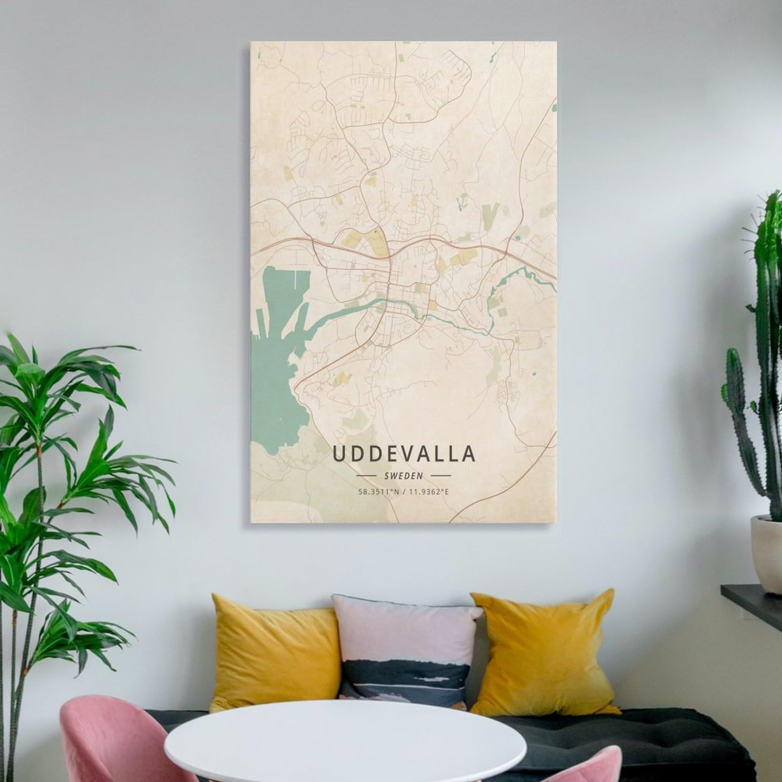LZTEN Uddevalla - Poster con mappa della Svezia, stampa vintage, per camera di ragazzi e adolescenti, stampa artistica da parete su tela, 40 x 60 cm