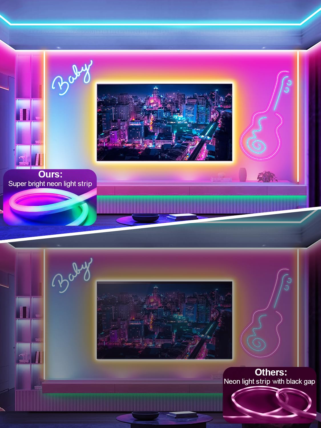 Ledagic 10ft Rgb Led Neon Rope Lights with Remote App Control, IP65 Waterproof Neon Strip Lights for Outdoor, DIY Design Flexible Led Rope Lights for Bedroom Music Sync, Gaming Accessories, Room Decor