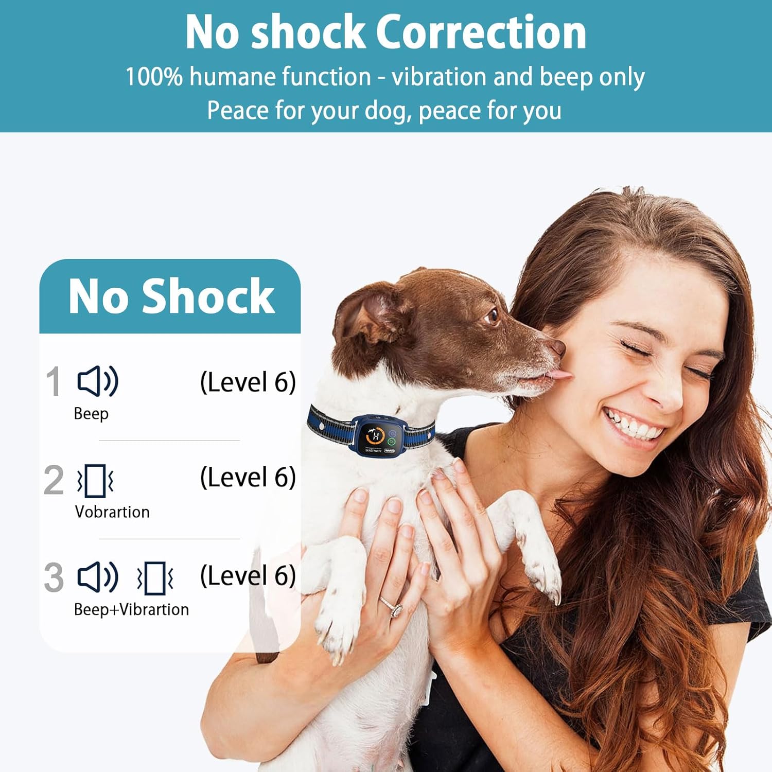 Bark Collar for Small/Medium Dogs,No Shock Anti Bark Collar with 3 Adjustable Modes Beep&Vibration-IP67 Waterproof,Barking Collar with 6 Adjustable Sensitivity Rechargeable Training Collar (Blue) - Image 3