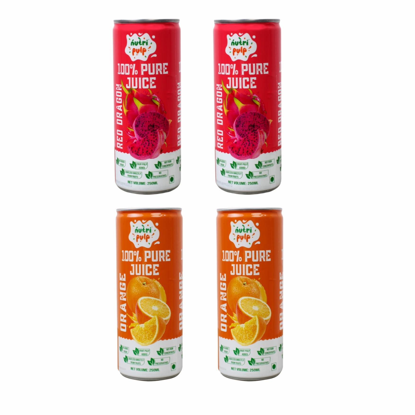 NUTRIPULP 100% Pure Red Dragon Fruit Juice & Orange Juice with Pulp, Combo (250 ml each) Pack Of 4 Cans | No Added Sugar and Preservatives | Rich in Vitamin C & Antioxidants | Refreshingly Exotic Fruit Juice (B0CYSZXBQG) Amazon Price History, Amazon Price Tracker
