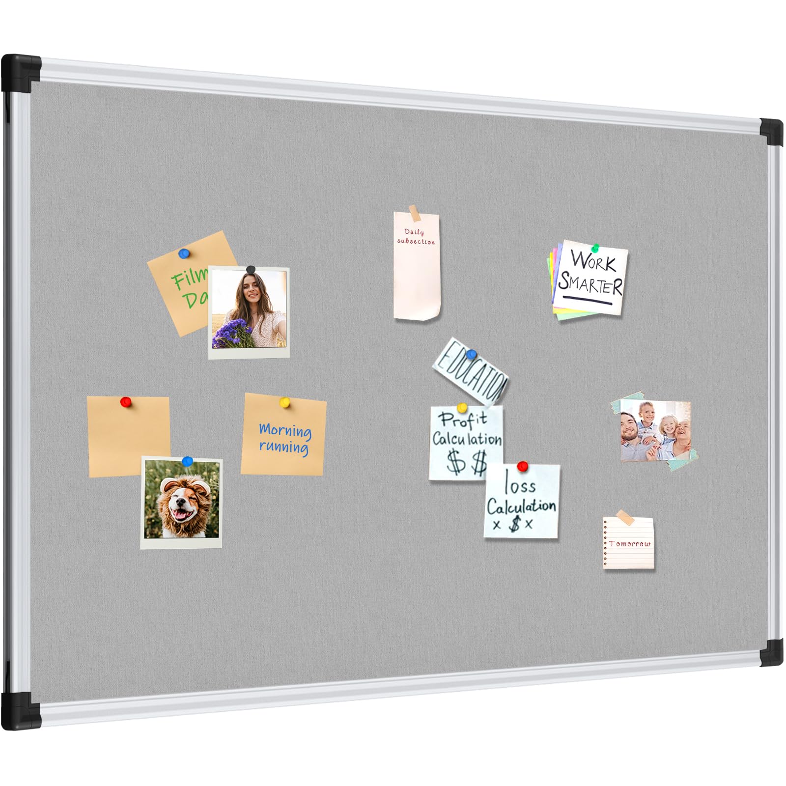 XBoard Grey Fabric Bulletin Board 36 x 24 inch, Wall Mounted XBoard Grey Fabric Bulletin Board 36 x 24 inch, Wall Mounted