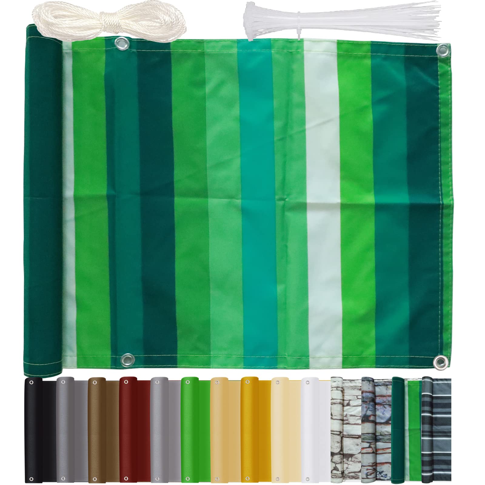 Bluecool Frangivista E Telo Frangivento 70x650cm, Frangivista E Telo Frangivento per Balconi con Fascette e Funi Impermeabile Protezione Solare Protezione Vento per Balcone Giardino Terrazza, BB
