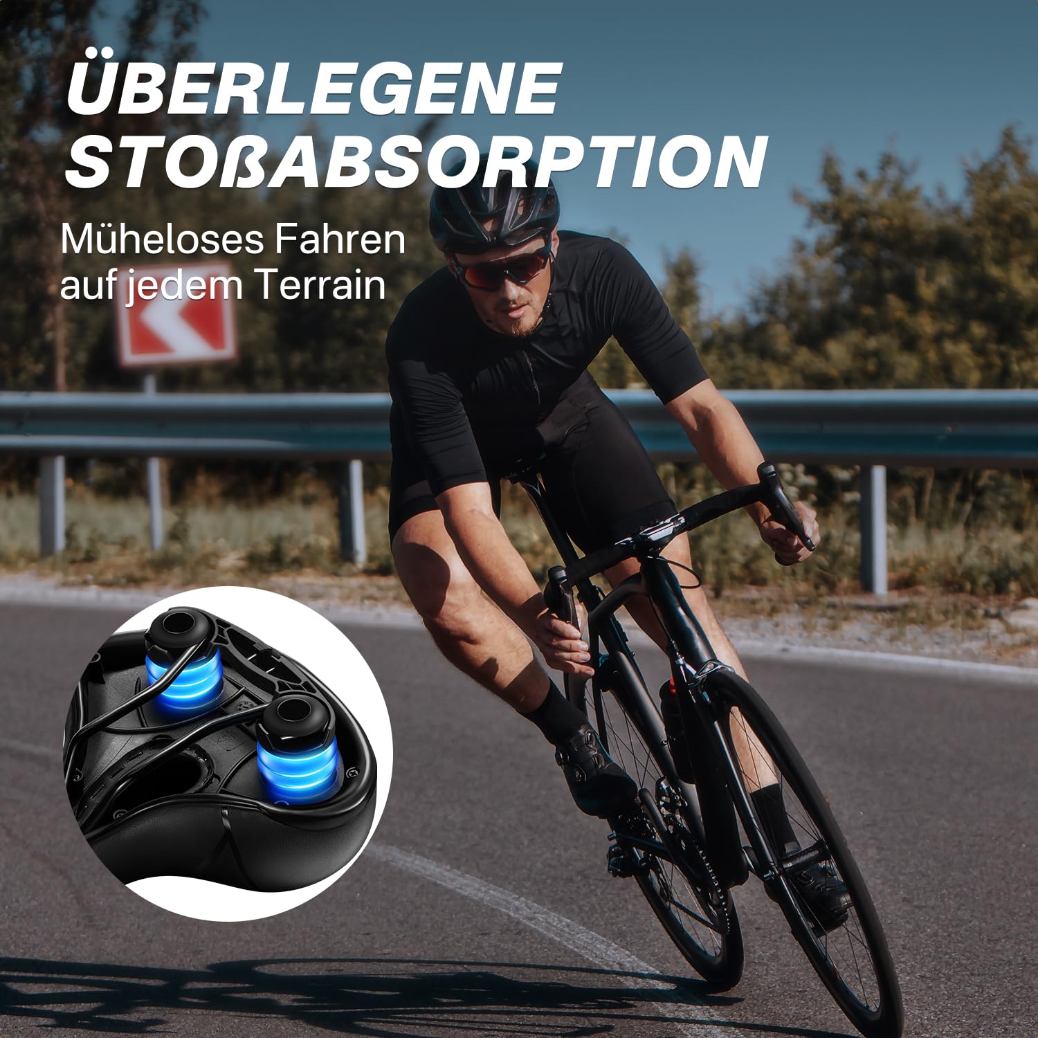 YOUNGDO Fahrradsattel, Gel Fahrradsitz, weicher, komfortabel atmungsaktiv stoßdämpfend, Ergonomisch Fahrrad Sattel mit wasserdichte Abdeckung