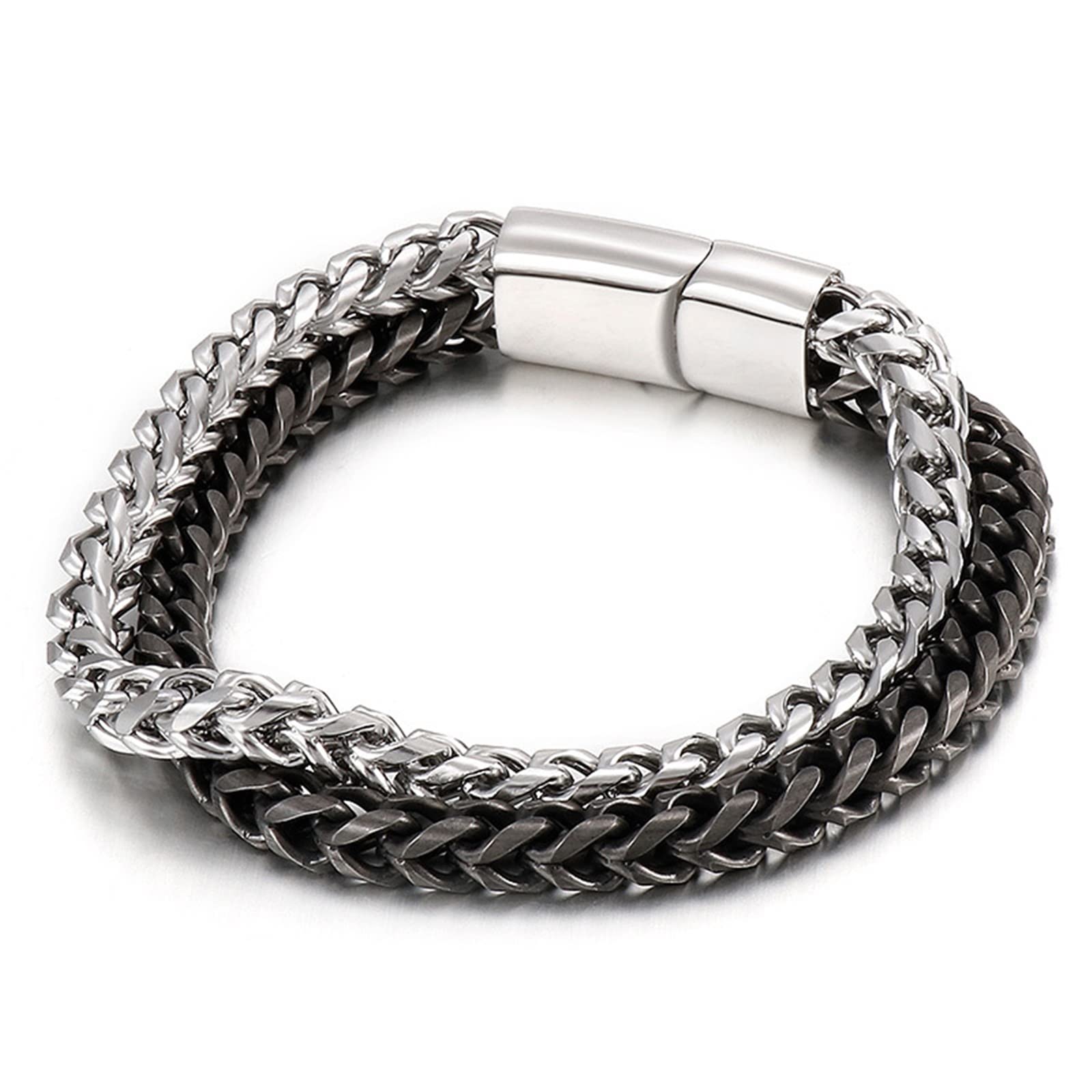 Männer aus rostfreiem Stahl -Link -Armbändern, doppeltes Link Personalisiertes Armband, Geschenk für Paare, Ehemann, Freund