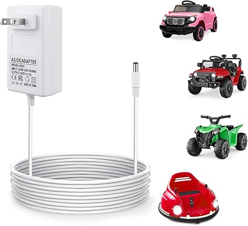Cargador de 6 voltios para niños de juguete de coche, cargador de batería de 6 V para Best Choice Products SUV, fuente de alimentación con luz