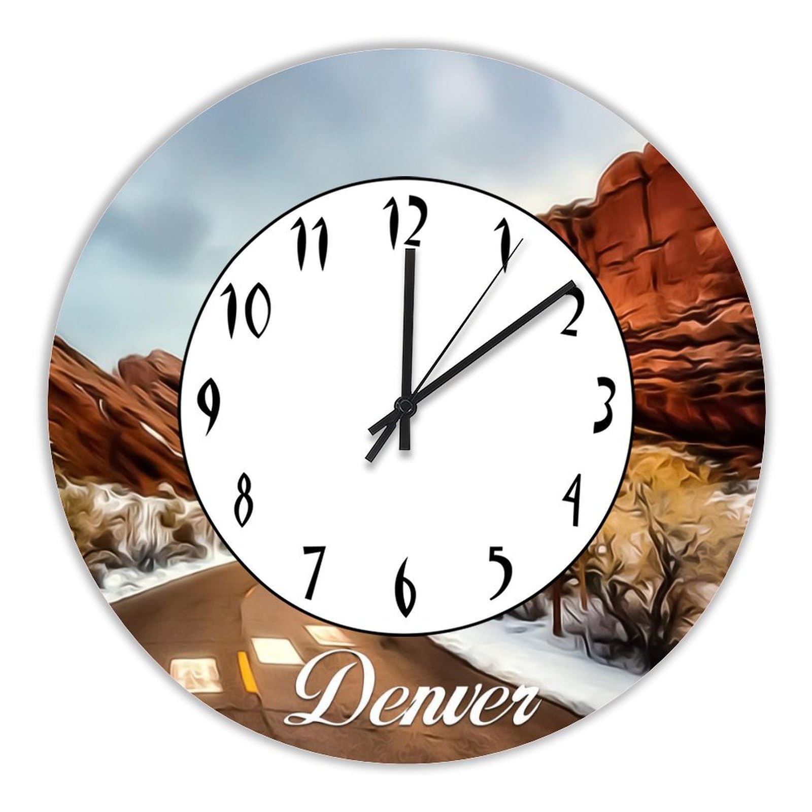 Horloge murale silencieuse en bois Denver pour decorer un salon sans bruit de tic-tac