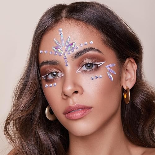 Miniatura 4 de Gemas de cara de sirena, palo, joyas para Halloween, cuerpo, ojos, cara, joyas, gemas para festivales rave, tatuajes con purpurina autoadhesivas,