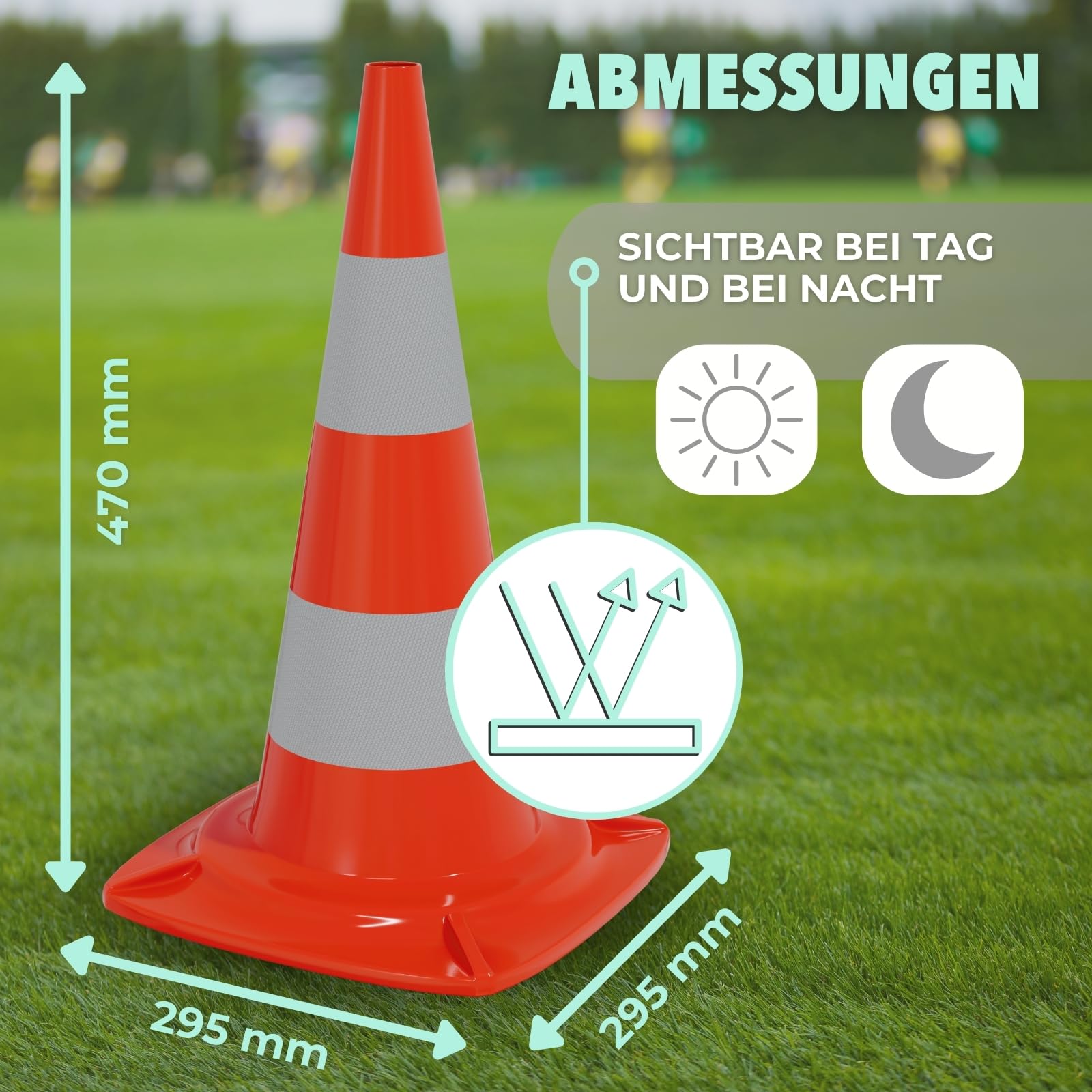 Verkehrspylon Pylon Hütchen Verkehrsleitkegel Warnkegel Markierungskegel Absperrkegel Warnbake Leitpfosten Lübecker Hut Parcours 4 Stück
