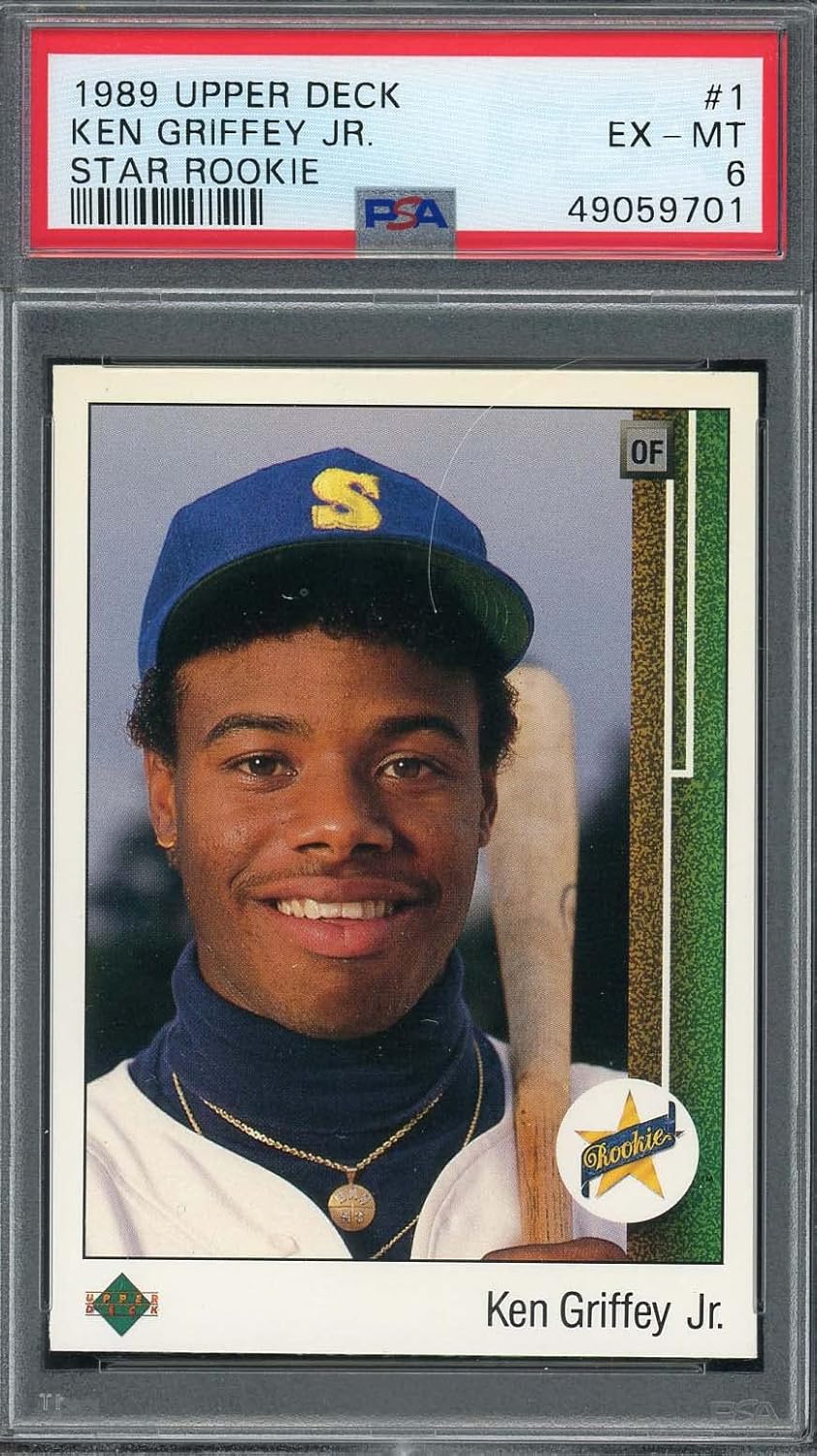 Ken Griffey Jr Rookie Card |1989 Upper Deck Baseball Star RC #1, PSA 6 Graded (Cert #49059701)