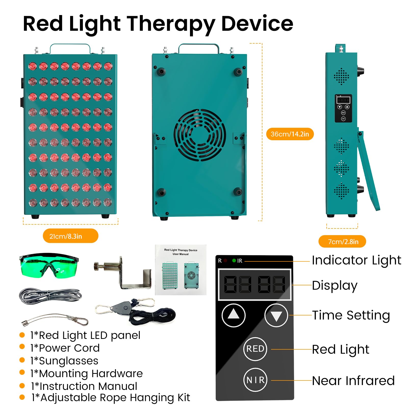 I-THERA-U Lampe Infrarouge Chauffante Rouge, 80-LEDs 400w 660nm&850nm Lampe Infrarouge Red Light Therapy Face Panel pour le Poids et la Gestion de La Douleur, Total Wellness Lampe de Luminothérapie