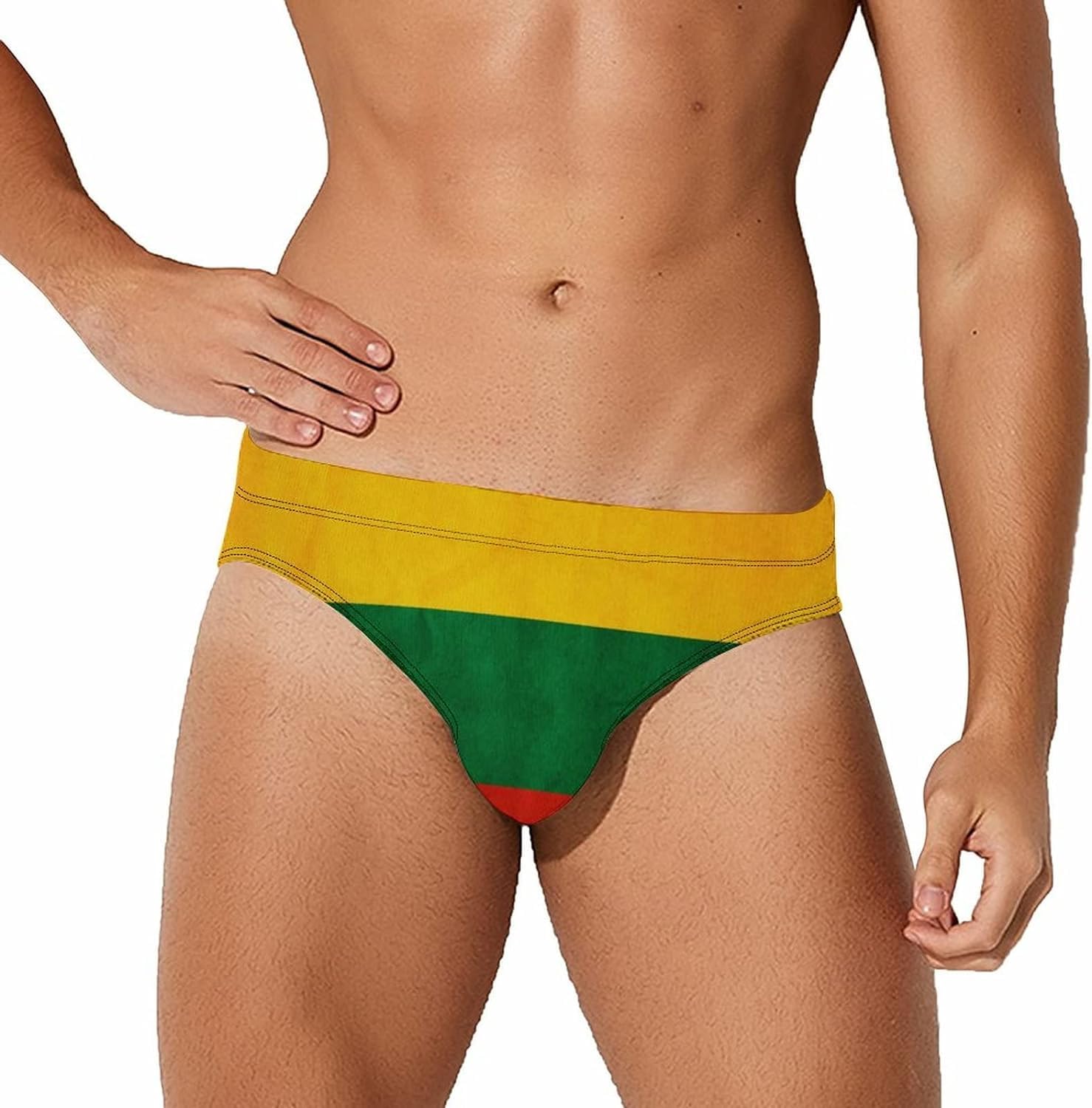 Melbrakin Men's Lithuania Flag Swimwear Briefs Swim Trunk Triangle Thong Bikini Swimsuit