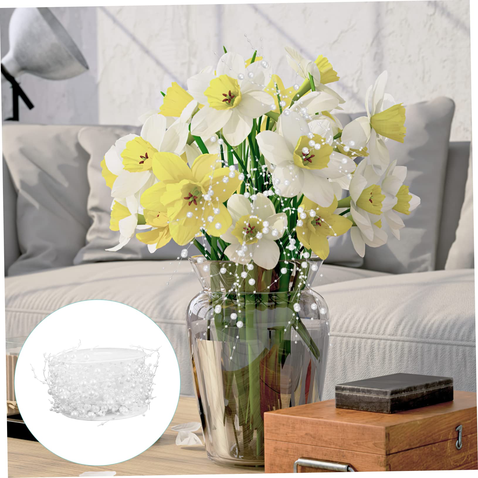 Alipis 5 Rollen Perlenschnur Vase Dekoration Perlenschnur Perlenkette DIY Zuschneidbar für Schwimmkerzen Hochzeiten Weihnachtsfeiern Tischdeko Elegant und Vielseitig