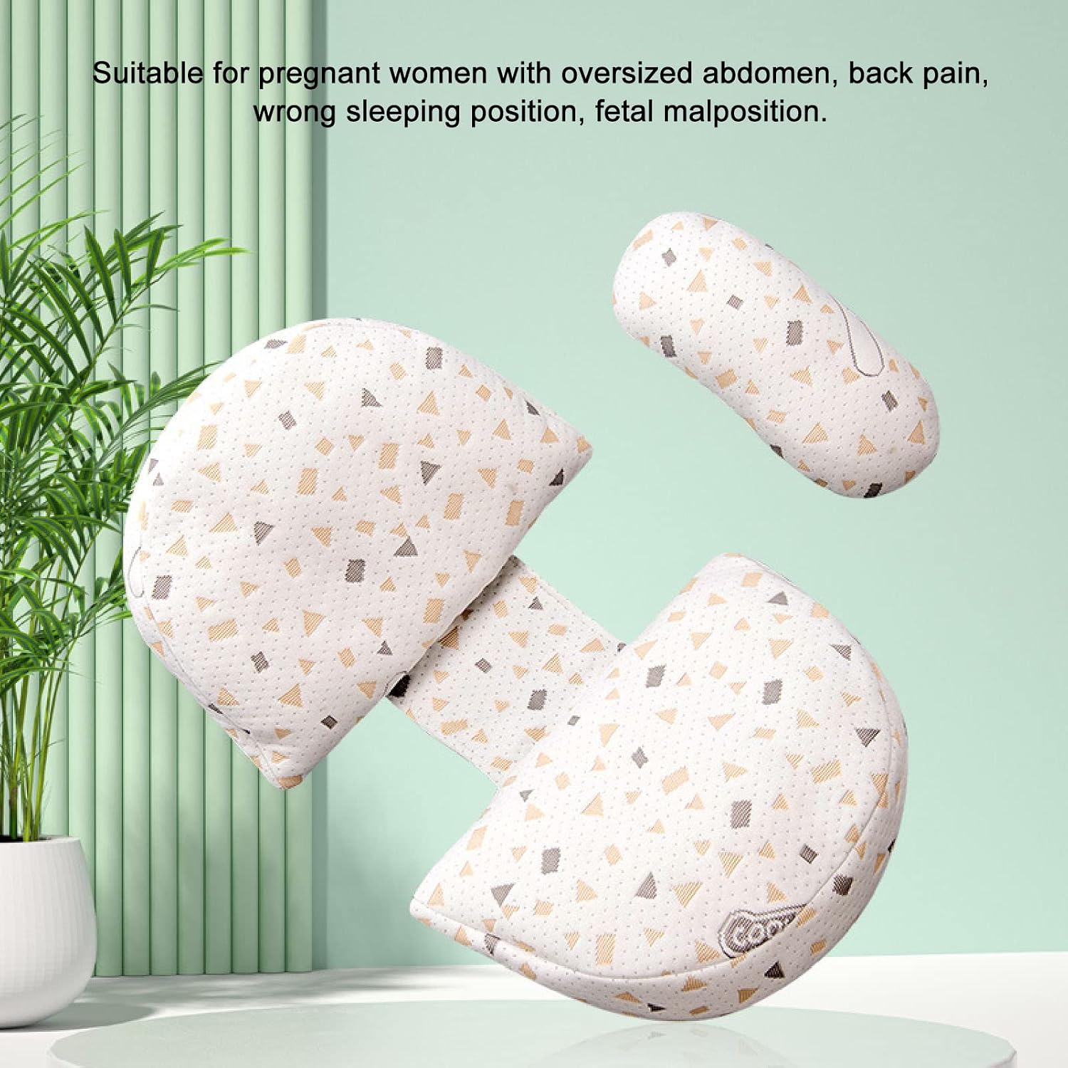Side Pregnancy Sleep Pillows U Shaped Soft Support Floral Printed Ergonomic Maternity Wedge Pillow (Gray)