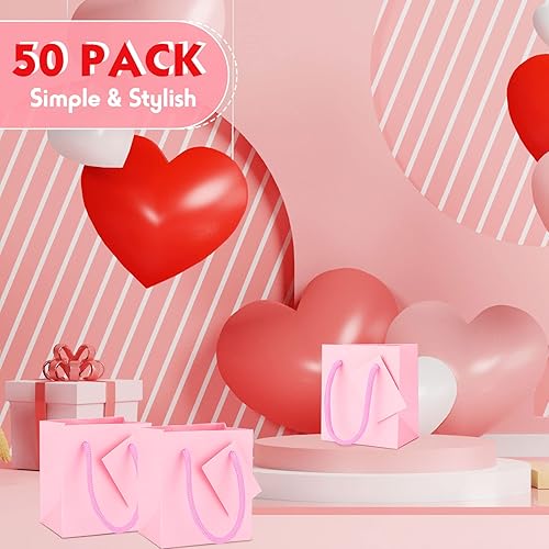 Miniatura 6 de Zhehao Paquete de 50 mini bolsas de regalo 4 x 275 x 45 pulgadas con etiquetas de regalo bolsas de regalo de papel extra pequeñas con asas para