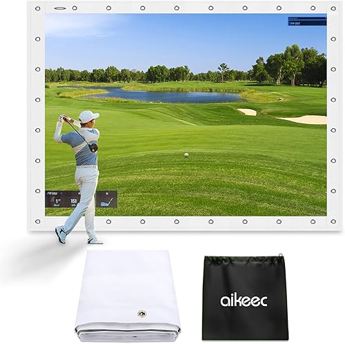 aikeec Pantalla de impacto de simulador de golf para entrenamiento de golf en interiores y exteriores, con 32 agujeros de ojal, 5 opciones de tamaño