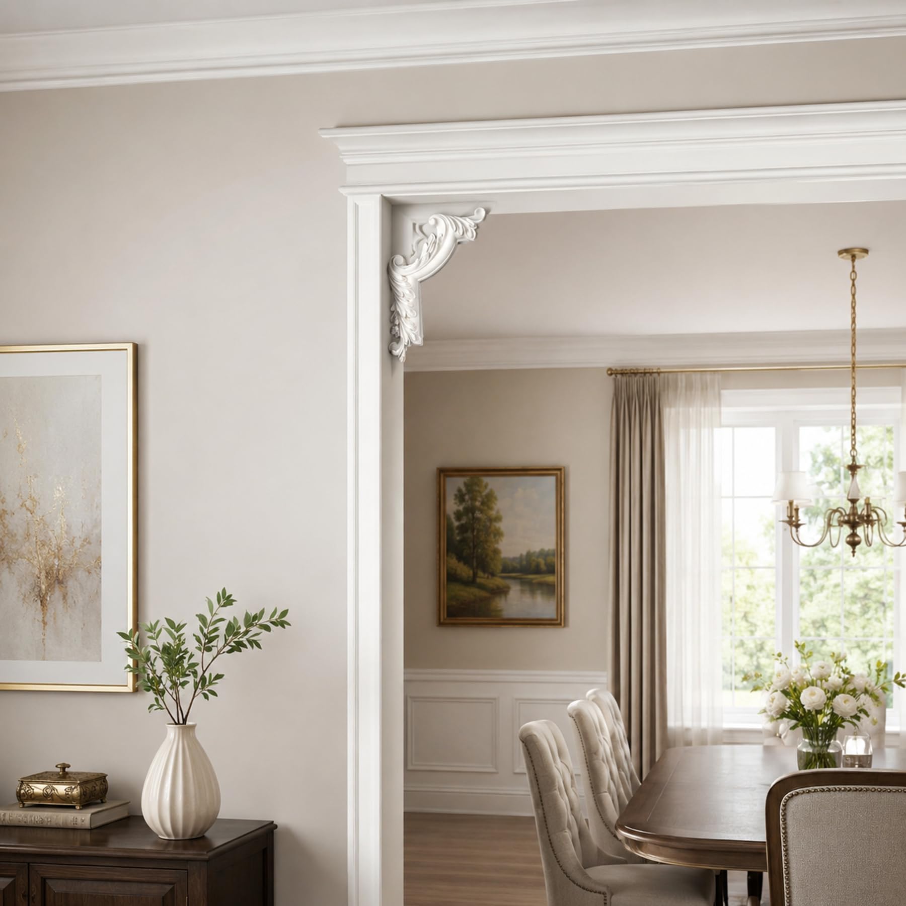 4 PCS Angolari Decorativi per Pareti E Soffitti in PU Modanature Angolari 3D con Decorazioni Floreali Profili Decorativi Verniciabili per Cornici E Angoli Elegante Finitura