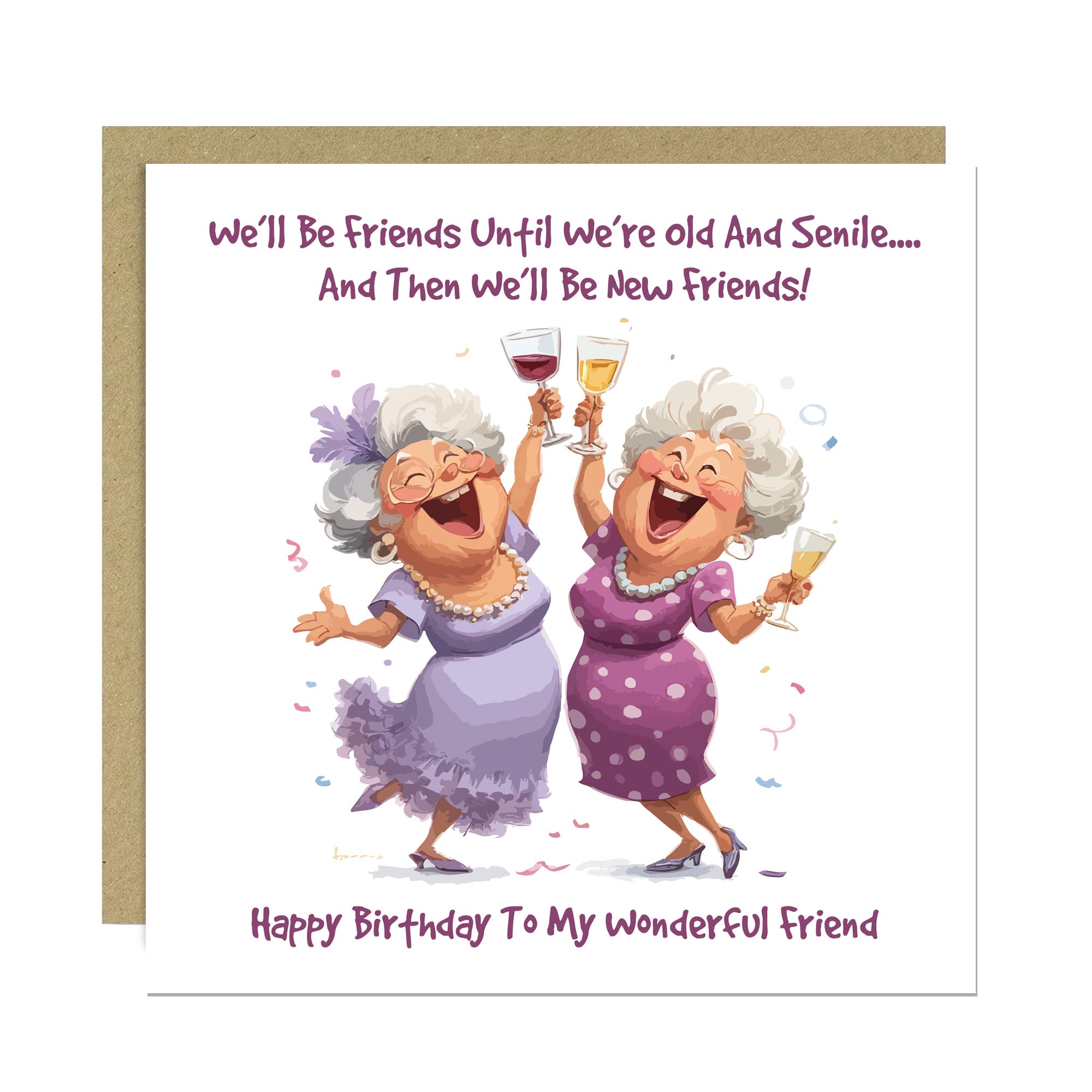 RED OCEAN Funny Birthday Cards For Women, Birthday Card For Her, Joke Humour Birthday Card For Best Friend or Bestie With Kraft Envelope