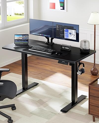 Miniatura 2 de HUANUO Electric Standing Desk, 55" x 24" Height Adjustable Desk, 4 Memory Height Settings, Sit to Stand Up Desk for Home Office, with Headphone