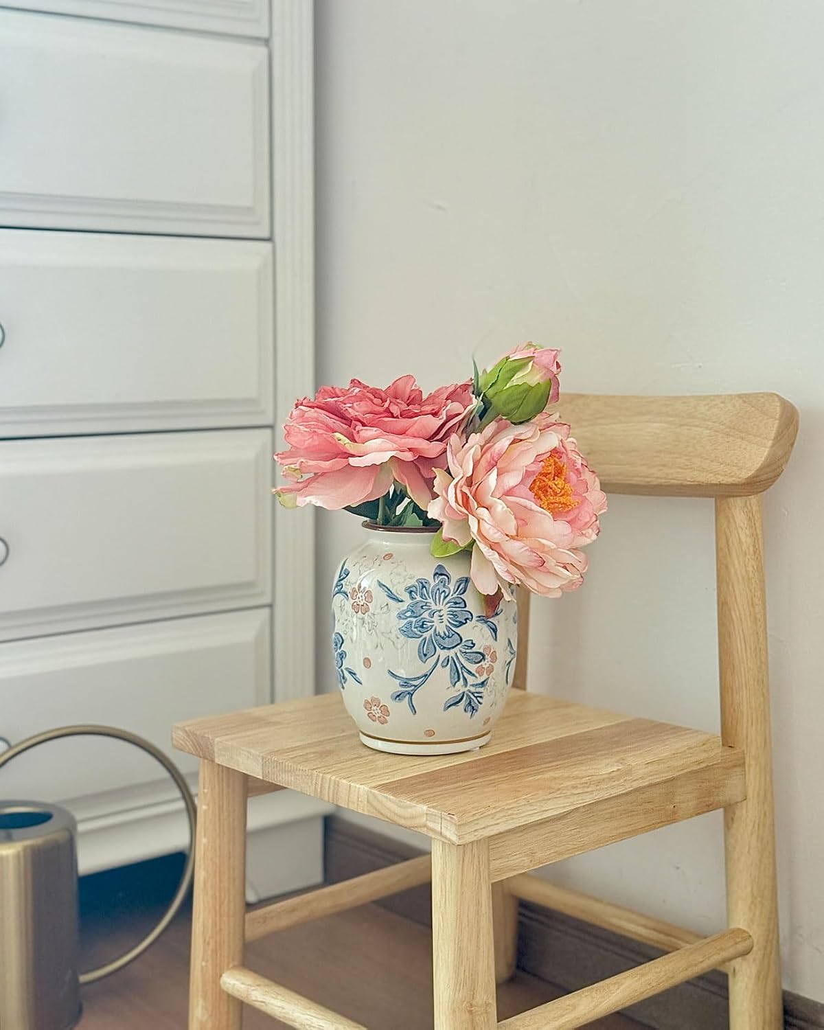 Vintage Blue and White Ceramic Vase, Porcelain Decorative Flower Vase for Centerpiece Living Room Table Shelf Chinoiserie Country Decor - Image 9