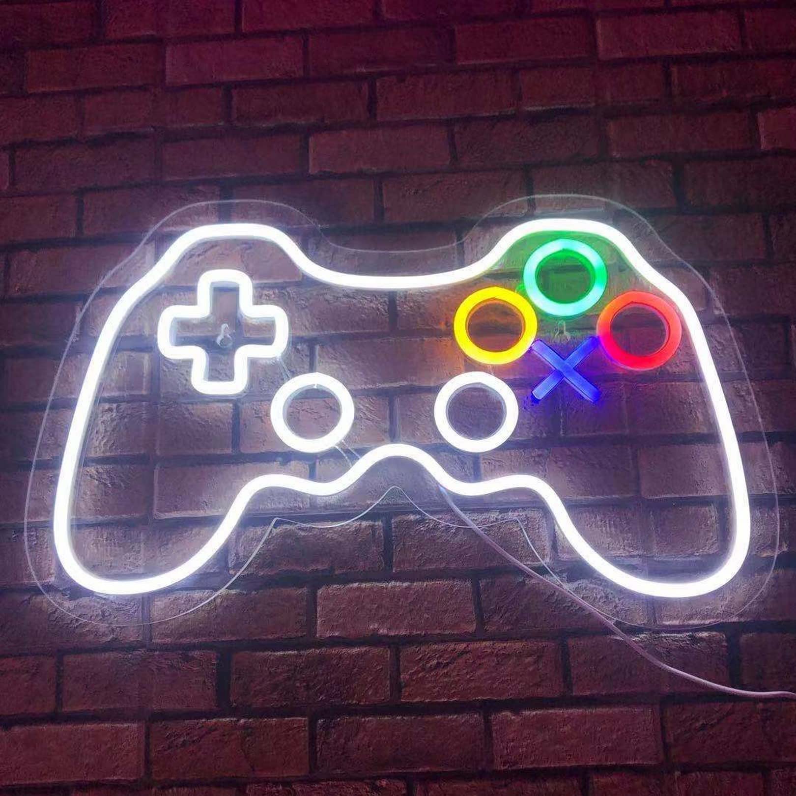 WangXLDD Neonowy znak do gier kontroler w kształcie gamepada neonowe znaki do gier oświetlenie ścienne dekoracja do pokoju gier konsola dla graczy neonowe światła dla dzieci