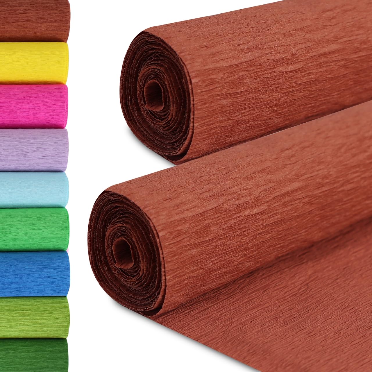 BEISHIDA Brown Crepe Paper Roll, 2 Rolls Crepe Paper Sheet for Craft