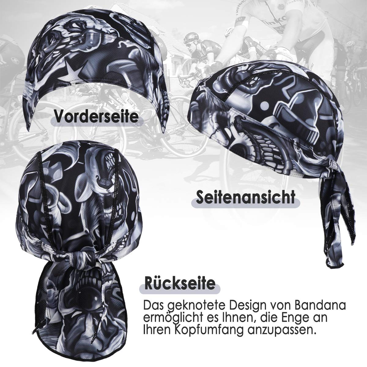 HASAGEI Sports Bandana Cap Herrem damska chusta na głowę typu bandana, maks. 6