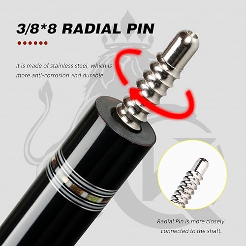 Miniatura 8 de KONLLEN Como fibra de carbono incrustación abulón Shell Pool Cue Stick 10.511.50.492 in Envoltura de cueroIncrustación real envolvente hecho a mano