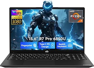 NIMO 15.6" Ryzen 7 Pro 6850U Gaming Laptop: 32GB RAM, 1TB SSD, Radeon 680M, 100W USB-C, Backlit KB, Fingerprint
