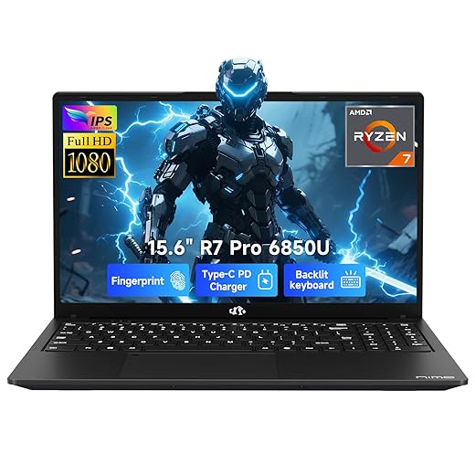 NIMO 15.6" Light-Gaming-Laptop, AMD Ryzen 7 Pro 6850U 8 Cores 32GB LPDDR5 RAM 1TB SSD (Beat i7-1360P Up to 4.7GHz) AMD Radeon 680M GPU IPS FHD Display, 100W Type-C, Backlit Keyboard, Fingerprint