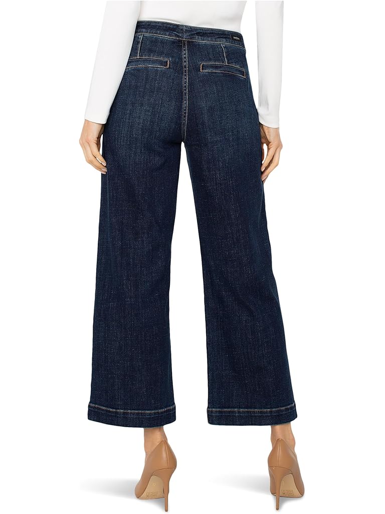 Blue Liverpool Los Angeles Petite Stride Mid-Rise Wide Leg Jeans w/ Trouser Details 25"