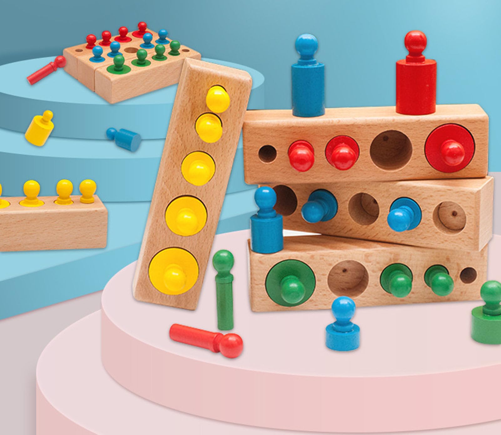 Montessori Montessori drewniane zabawki konstrukcyjne, wczesna edukacja, kolorowe